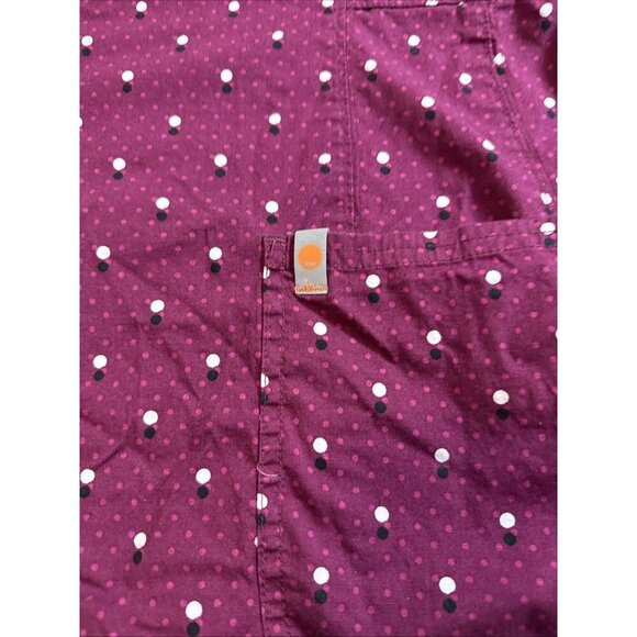 Womens Code Happy Scrub Top Ladies Size Medium Purple WPolka Dots 2 Pockets - Picture 3 of 9